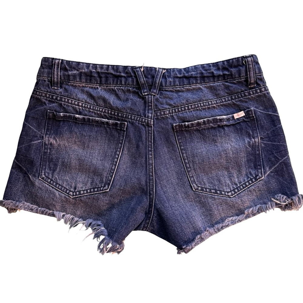 Volcom Y2K Denim Frayed Hem Shorts Size 28 Festival Distressed Denim Streetwear - Picture 3 of 12